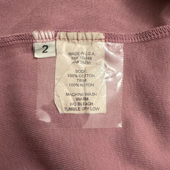 Rebecca Beeson Gathered Split V Neck Cotton Long Sleeve Top Lilac Size 2 - Picture 4 of 4